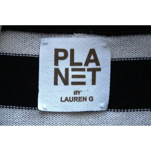 PLANET By LAUREN G Black & Cream Striped Turtleneck Sweater, One Size XS S M L - Picture 12 of 13